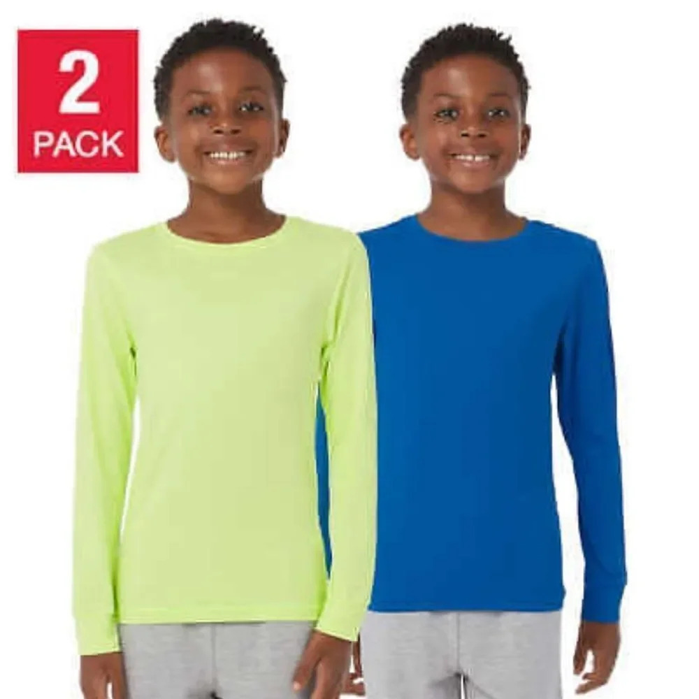 32 Degrees Kids Air Mesh Long Sleeve Tee Blue Green Small 7/8